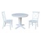 International Concepts 36 in. Solid Wood Round Top Pedestal Dining Table with 2 Chairs in White K08-36RT-23B-C613-2 - alternate 1